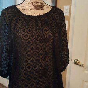 Sheer black texuerd blouse NWOT